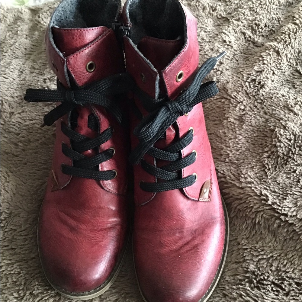 Women's Rieker Red Leather Boots